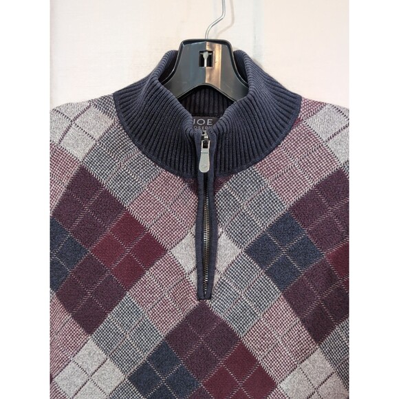 JOE Joseph Abboud Argyle Sweater Mens MEDIUM 1/4 Zip Pullover Long Sleeve Preppy - Picture 8 of 14